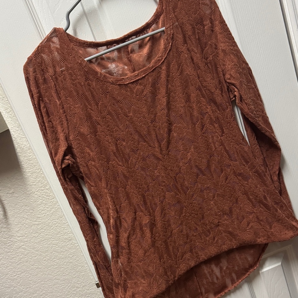 Rust Long Sleeve lace Women's Top